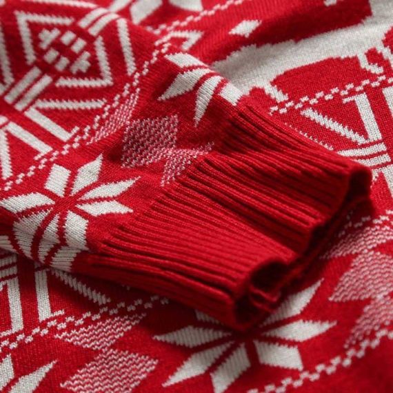 Custom 12gg Jacquard Ugly Reindeer suéter rojo de Navidad para hombre