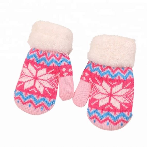 Accesorios de invierno cálidos para niños Tejer guantes de patrón de ciervo cepillado de Navidad