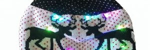 Acrylic Christmas Kids Knit Beanie Embroidered Patterns With LED Lights