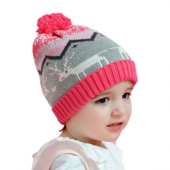 Jacquard Cartoon Warm Winter Accessories Knit Christmas Beanie Lindo para bebé
