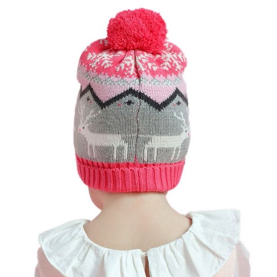 Jacquard Cartoon Warm Winter Accessories Knit Christmas Beanie Lindo para bebé