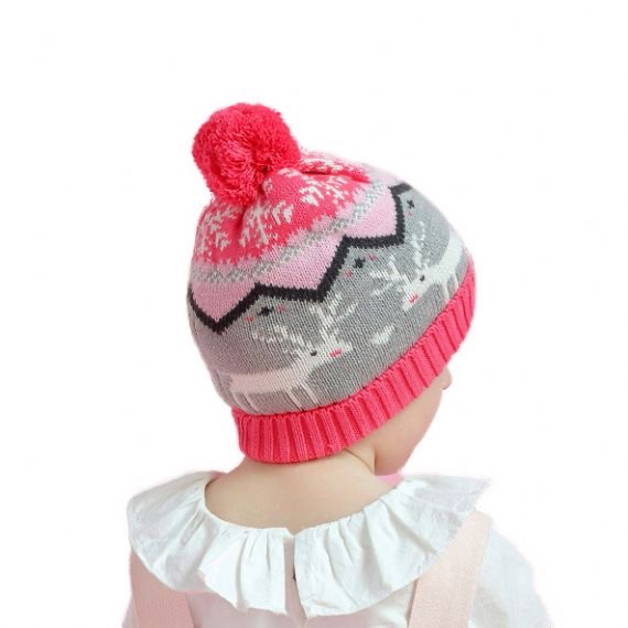 Jacquard Cartoon Warm Winter Accessories Knit Christmas Beanie Lindo para bebé