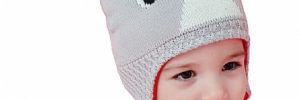 Grey Cute Warm Winter Accessories Knitted Baby Beanie Hat With Reindeer Antlers
