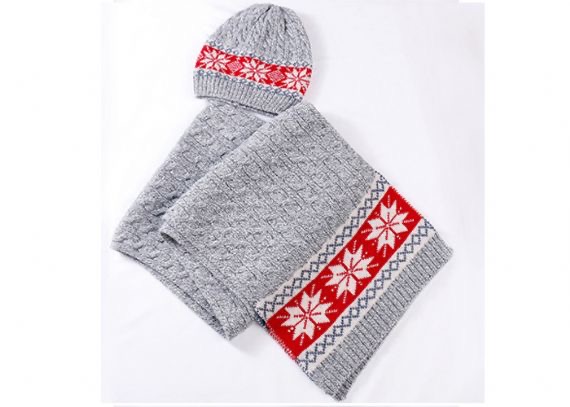 Vacaciones Cálido Invierno Accesorios Hoja Lindo Beanie Hat / Bufanda Y Kit De Guantes