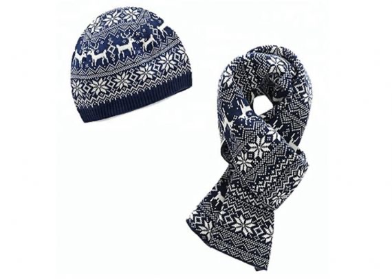 Conjunto de guantes y bufanda de sombrero rojo y azul, material de lana estándar de sombrero de invierno para niños