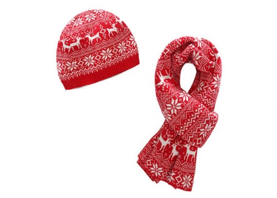 Conjunto de guantes y bufanda de sombrero rojo y azul, material de lana estándar de sombrero de invierno para niños
