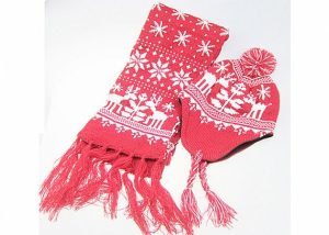 Sistema caliente del regalo de los guantes del sombrero de la bufanda, modelo rojo del reno del duende de los accesorios del invierno de los niños