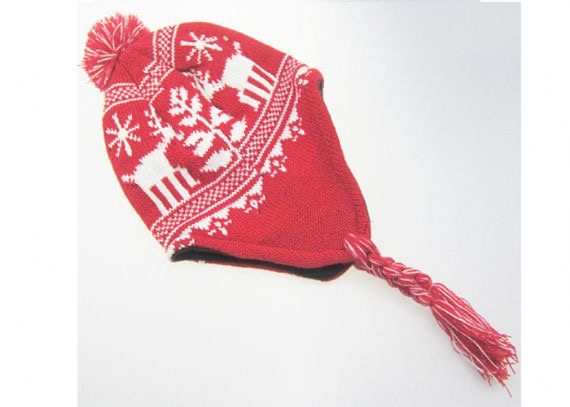 Conjunto de presente de luvas com cachecol quente, acessórios de inverno para crianças, padrão de renas de elfo vermelho
