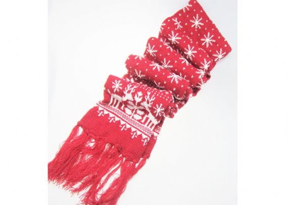 Conjunto de presente de luvas com cachecol quente, acessórios de inverno para crianças, padrão de renas de elfo vermelho