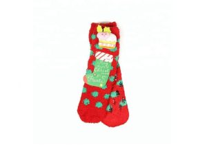 100% Cotton Five Colors Unisex Tube Fuzzy Christmas Socks