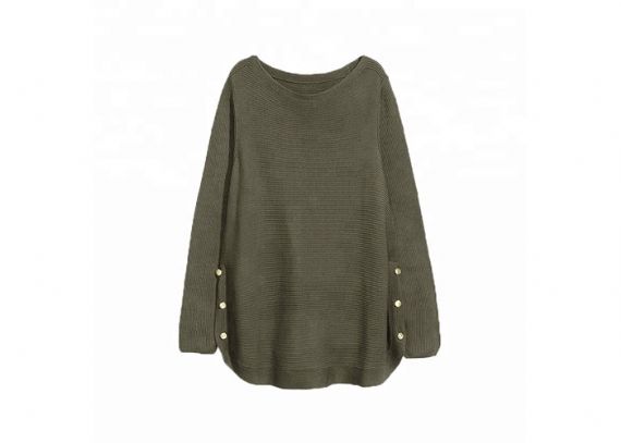 Más el tamaño 4X Cozy Knit Suéter verde militar Suéteres con botón para dama