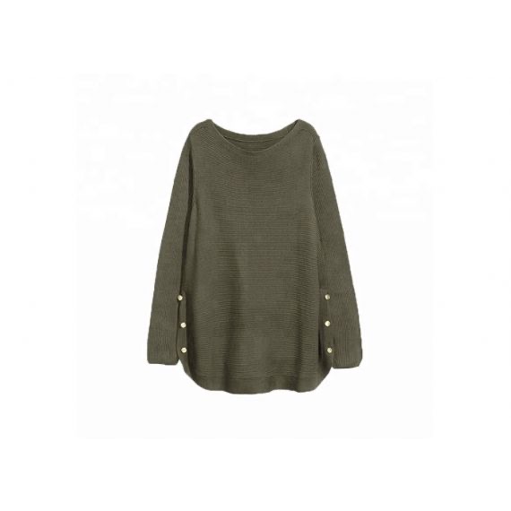 Más el tamaño 4X Cozy Knit Suéter verde militar Suéteres con botón para dama