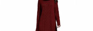 Cable Knitted Red And Grey Cozy Knit Sweater Turtleneck Wool Tight Pullover Jumper