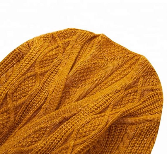 Winter Cable Cozy Knit Sweater Yellow Thick Open Front Cardigan For Woman