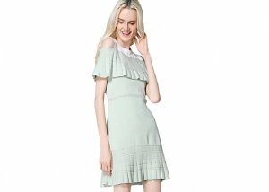 A - Line Girl Knit Sweater Dress , Long Sweater Dress Ruffle Knitted Pattern