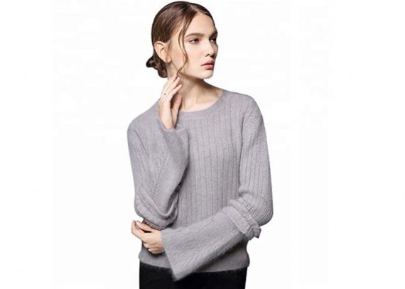 Mangas de empalme Suéter de punto acogedor Angora Conejo Materiales de lana Suave cálido para damas