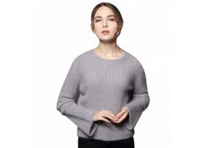 Splice Sleeves Cozy Knit Sweater Angora Rabbit Wool Materials Soft Warm For Ladies