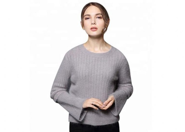 Splice Sleeves Cozy Knit Sweater Angora Rabbit Wool Materials Soft Warm For Ladies