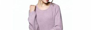 100% Angora Cozy Knit Purple Rabbit Crew Neck Angora Sweater For Ladies