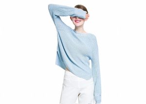 Rib Knitted Plus Size Ladies Pullover Sweaters Computer Knitted Technics