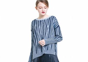 Custom New Arrival Knitted Stripes Plus Size Pullover Sweater For Women