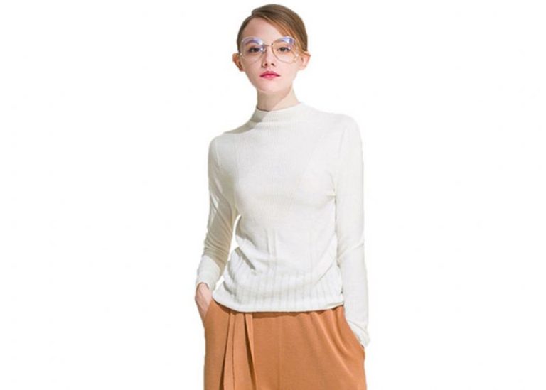 Black Womens Knit Sweater , Women Knitted Sweater Round Neck Tight Jumper Pullover
