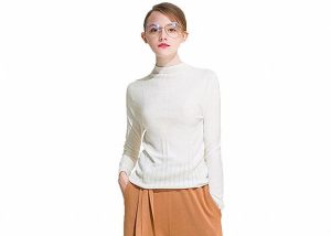 Black Womens Knit Sweater , Women Knitted Sweater Round Neck Tight Jumper Pullover