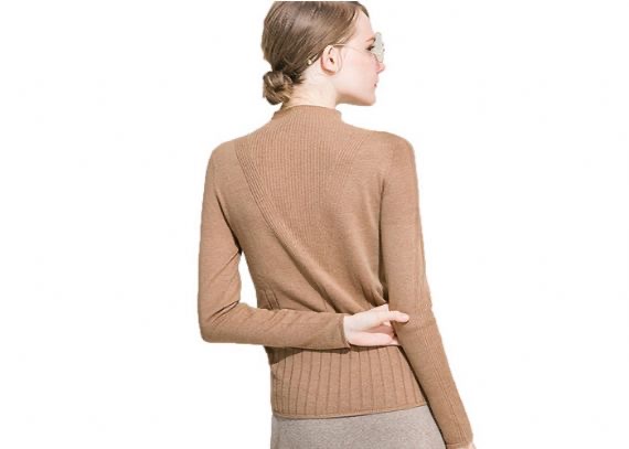 Suéter de punto para mujer negro, jersey de punto apretado con cuello redondo de jersey de punto para mujer