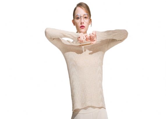 Suéter de punto para mujer de cuello alto, manga larga, jersey fino suave, nailon / material acrílico