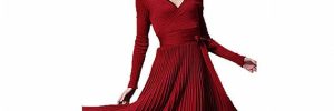 Elegant V Neck Ladies Sweater Dress Long Sleeves Mercerized Cotton Material