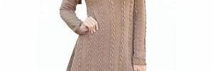 Long Women Round Neck Hollowed - Out Pullover Cable Knit Sweater Dress