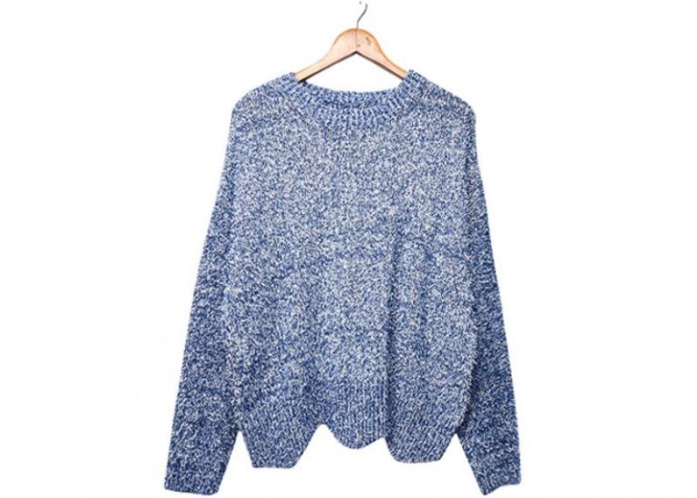 Round Neck Irregular Knitted Sweater for Women