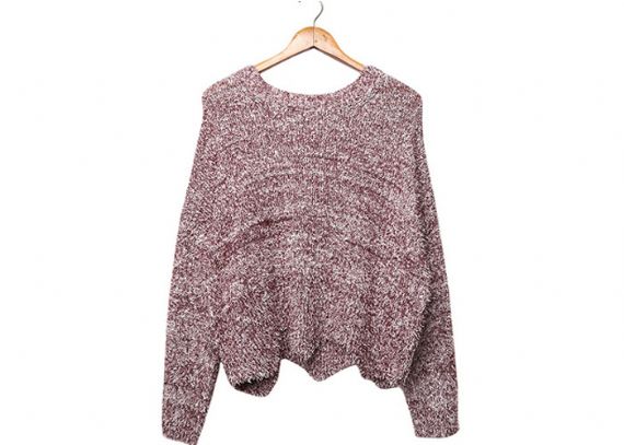 Jersey de punto irregular con cuello redondo para mujer