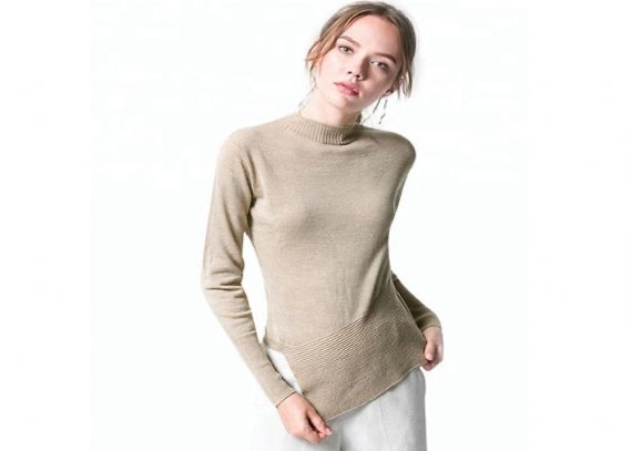 Suéter de punto con dobladillo irregular para mujer
