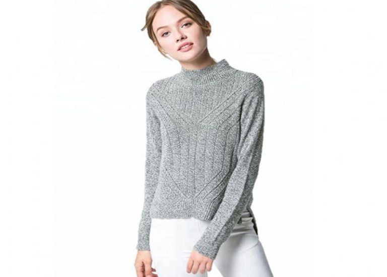 Suéter de punto para mujer con diseño de ventilación lateral Jersey 12 GG con manga larga