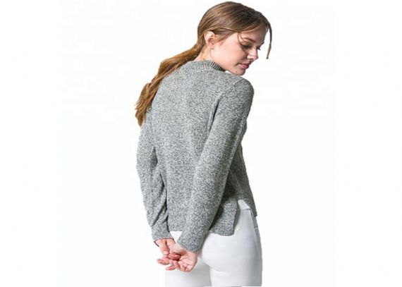 Suéter de punto para mujer con diseño de ventilación lateral Jersey 12 GG con manga larga