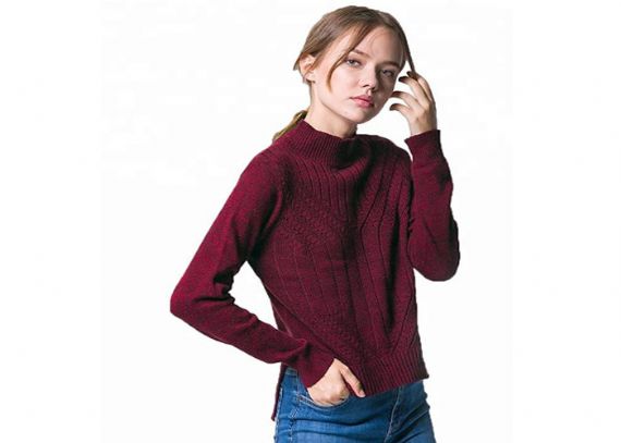 Suéter de punto para mujer con diseño de ventilación lateral Jersey 12 GG con manga larga