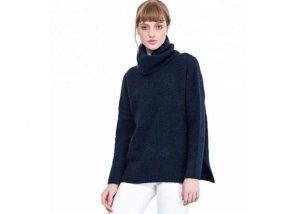 Oversized High Neck Black Pullover Sweater Women’s Regular Dry Cleaning