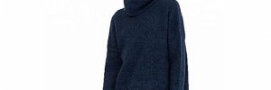 Oversized High Neck Black Pullover Sweater Women's Regular Dry Cleaning