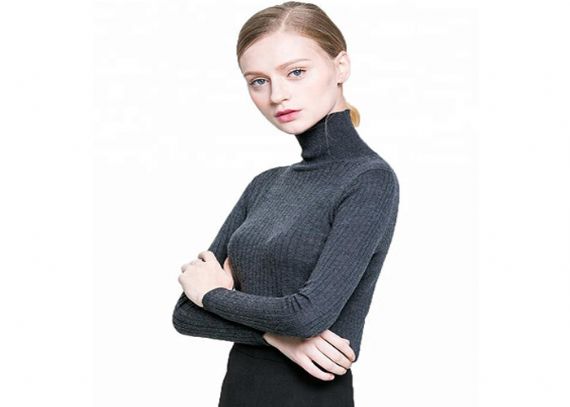 Jersey de cuello de tortuga de estilo británico para mujer, suéter negro antiestático