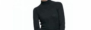 British Style Turtle Neck Jumper Womens , Black Pullover Sweater Anti Static