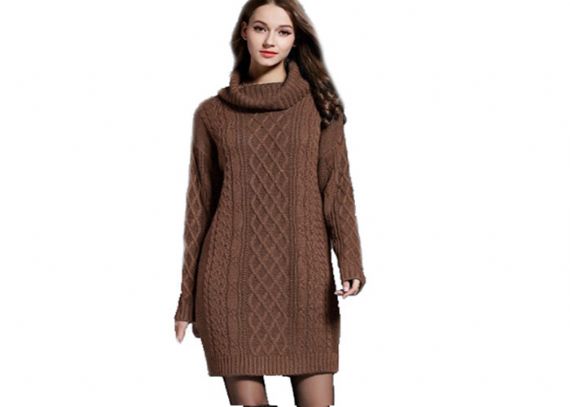 Jersey de cuello alto de punto trenzado para mujer