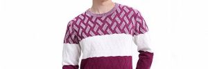 Pure Knitted Mens Pullover Sweater , Mens Cable Knitting Patterns For Winter