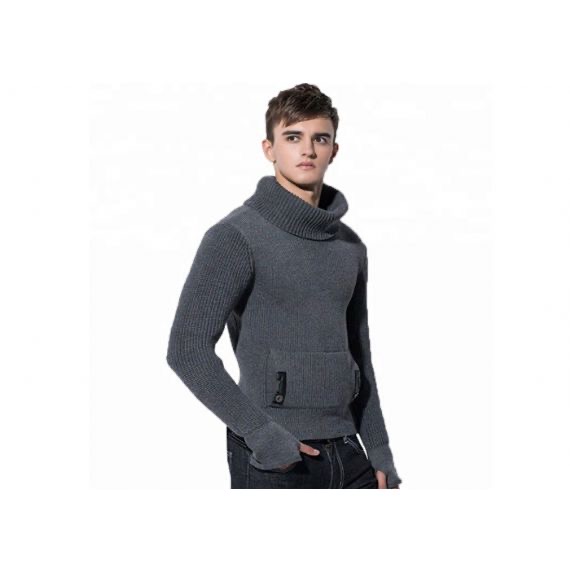 Suéter grueso de cuello alto de Europa de manga larga de calibre 5 para hombre Otoño Catton suéter