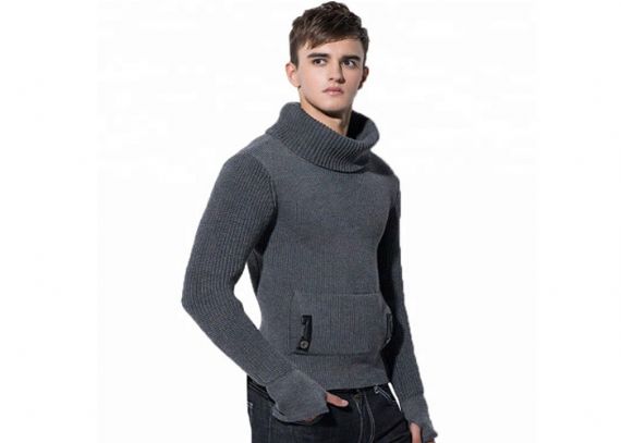 Suéter grueso de cuello alto de Europa de manga larga de calibre 5 para hombre Otoño Catton suéter