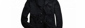 Black Acrylic Button Mens Knit Sweater ，Winter Cardigan Sweater With Knitted Scarf