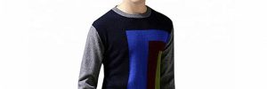 Spring Mens Cotton Pullover 12 Gauge Crew Neck Intarsia Patterns Colourful Jumper