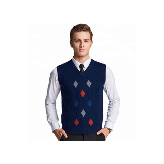 Mens Argyle Sleeveless Sweater Vest Acrylic V Neck Spring Cable Knitted Jumper