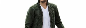 Jacquard Thick Long Cable Knitted Full Zip Army Green Cardigan Sweaters For Mens