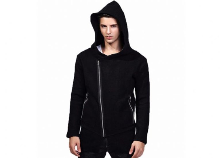 Moletom com capuz longo inverno com zíper 7 calibre masculino malha azul marinho designer suéter